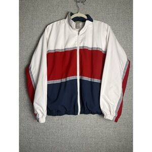 Vintage 90s Colorblock Windbreaker Nautical Eclectic Grandpa Jacket Red Blue S/M